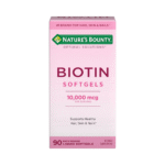 Nature's Bounty Biotin 10,000 mcg, Hair Skin and Nails, Softgels, 90 Ct
