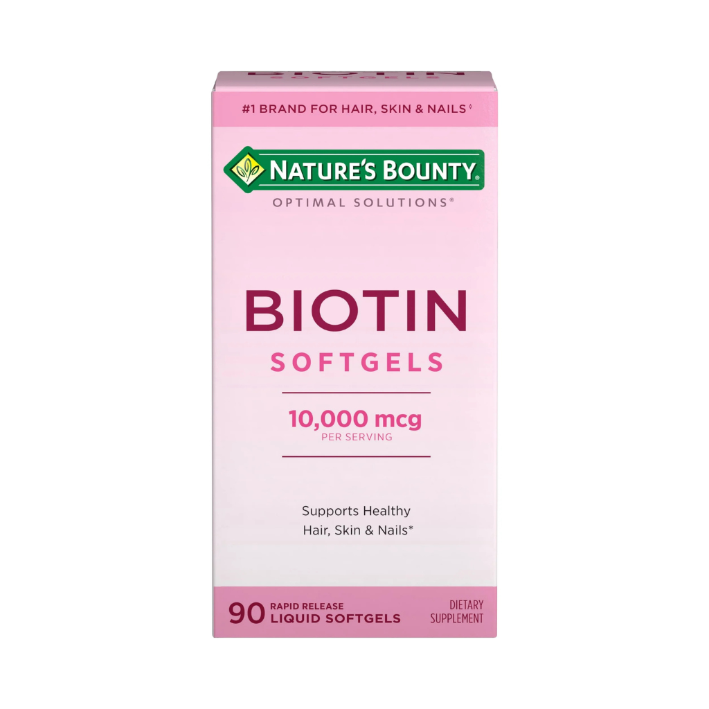 Untitled design - 2025-08-19T172421.906 Nature's Bounty Biotin 10,000 mcg, Hair Skin and Nails, Softgels, 90 Ct - Image 1