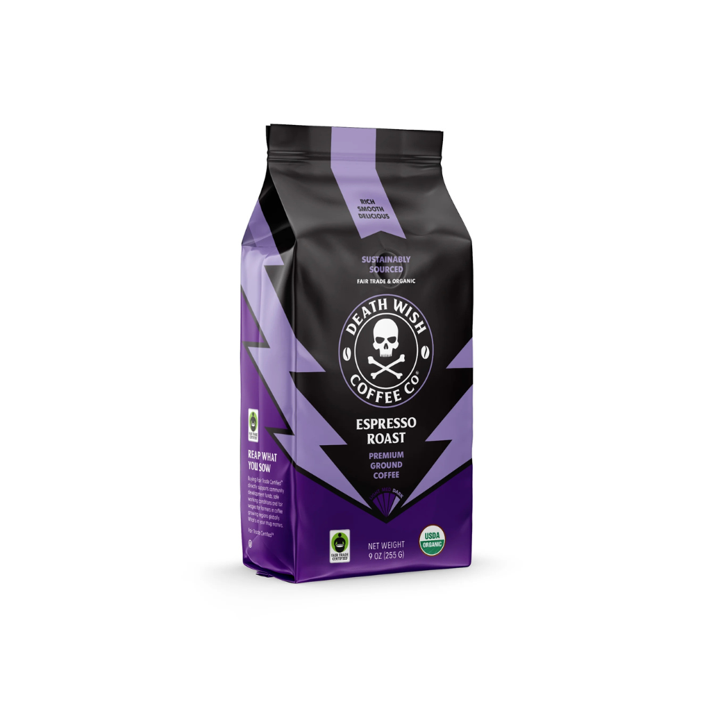 Untitled design (70) Death Wish Coffee, Organic and Fair Trade, Espresso Roast, Ground Coffee, 9oz - Image 1
