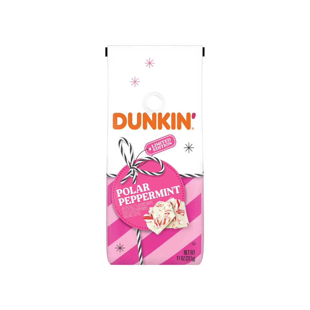 Untitled design (71) Dunkin’ Polar Peppermint Artificially Flavored Ground Coffee, 11 oz - Image 1