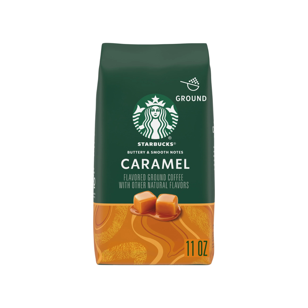 Untitled design (78) Starbucks Arabica Beans Caramel, Naturally Flavored, Ground Coffee, 11oz - Image 1