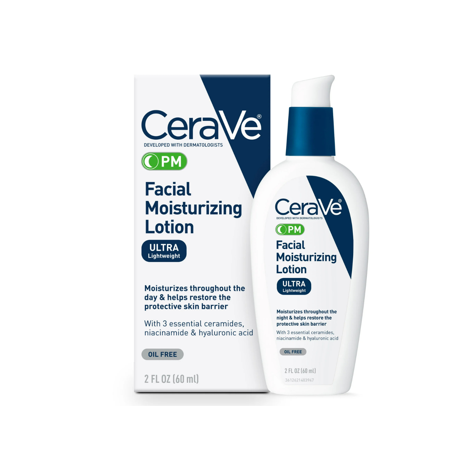 Untitled design (66) CeraVe PM Facial Mositurizing Lotion Ultra Lightweight Oil Free 2fl oz (60ml) - Image 1