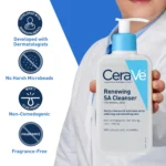 CeraVe Renewing Salicylic Acid Cleanser, Formulated With Hyaluronic Acid, Niacinamide, & Ceramides, Gentle BHA Exfoliating Face Wash Smooths & Softens Skin, Non Comedogenic & Fragrance Free, 16 Ounce - Image 2