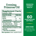 Nature's Bounty Evening Primrose Oil, Herbal Supplement, 1000 Mg, Rapid Release Softgels, 60 Ct - Image 3