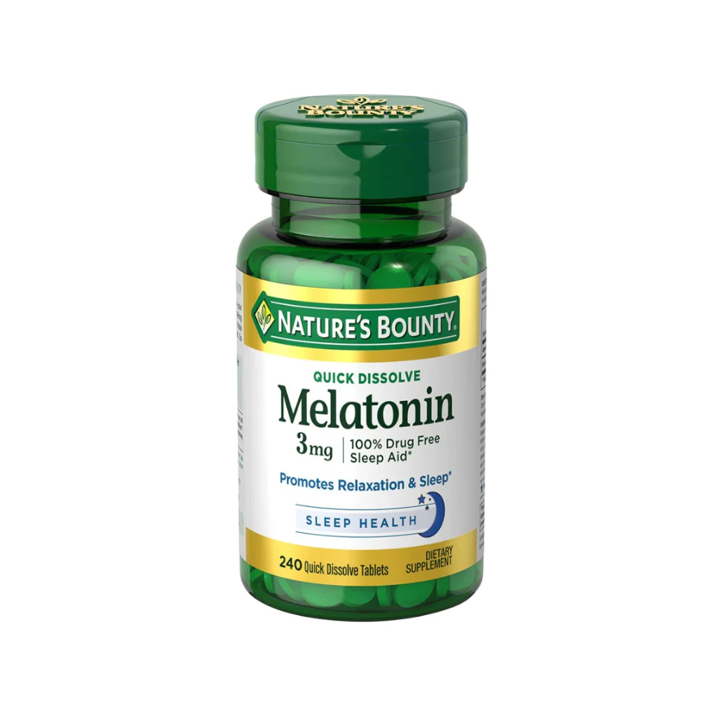 Untitled design - 2025-08-24T172704.334 Nature’s Bounty Melatonin Supplement, 3mg, 240 Quick Dissolve Tablets - Image 1