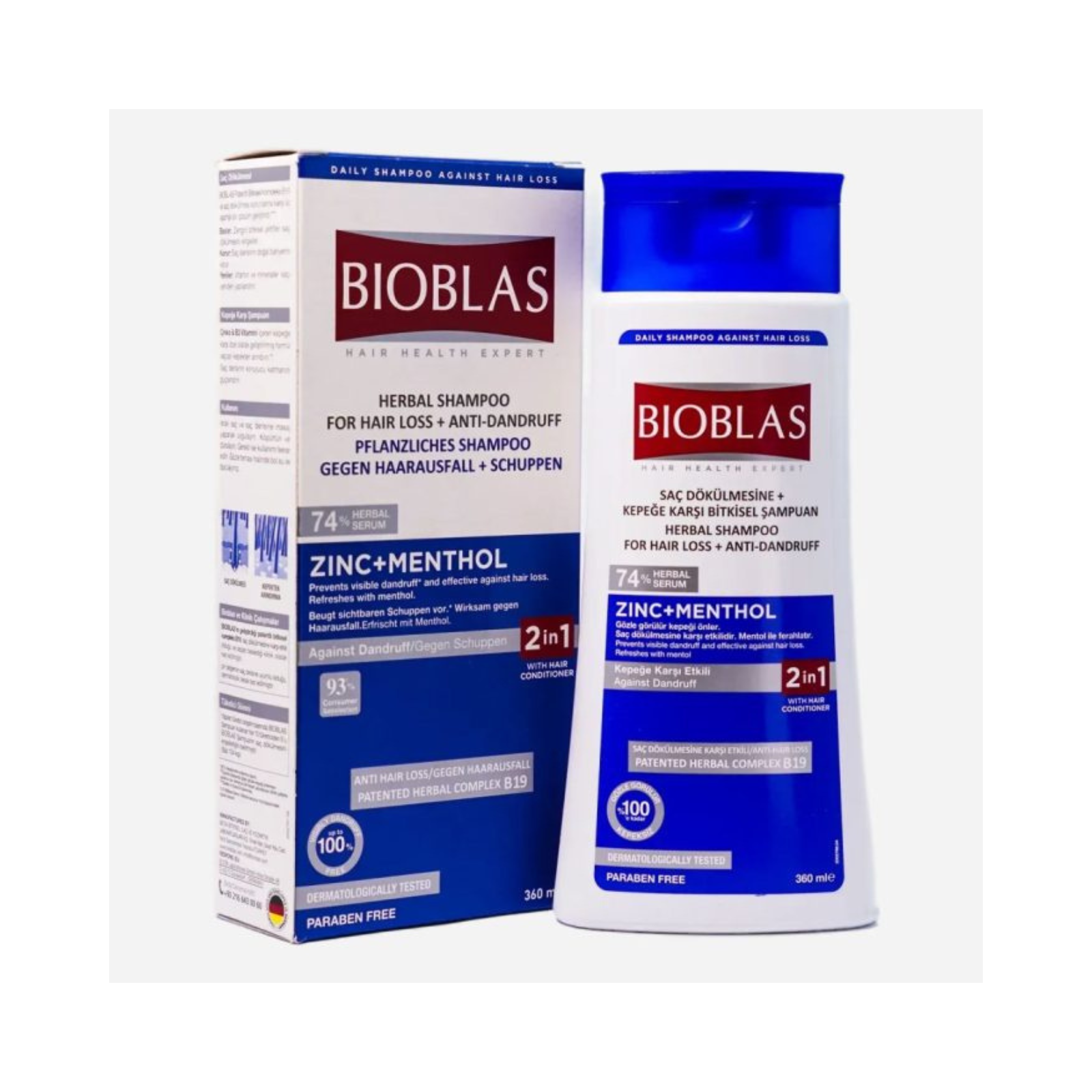 Untitled design - 2025-08-22T141025.548 Bioblas Shampoo For Hair Loss +Anti-Dandruff Complex B19 Zinc+Menthol 2in1 Conditioner 360ml - Image 1