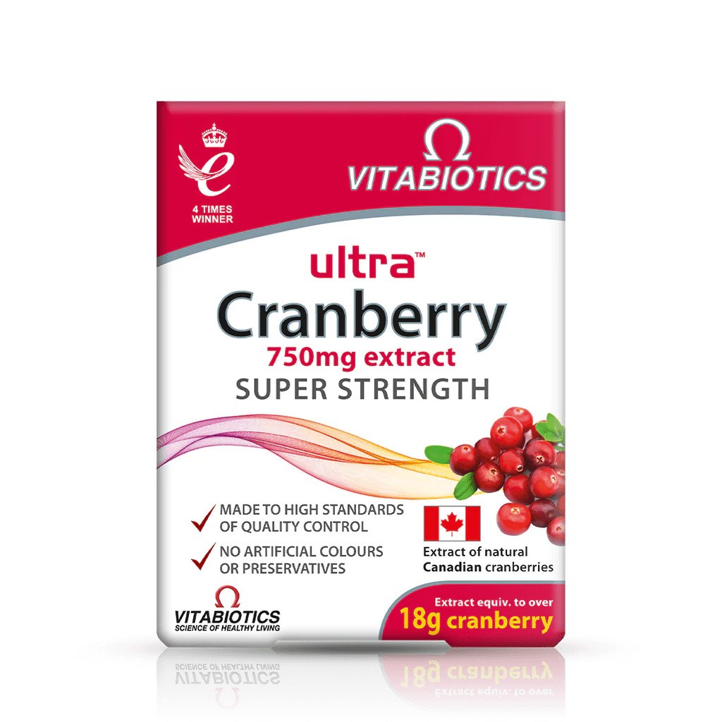 Ultra_Cranberry_Front_CTUCR030T1WL1ER Vitabiotics Ultra Cranberry 750mg super strength 30 tablets - Image 1