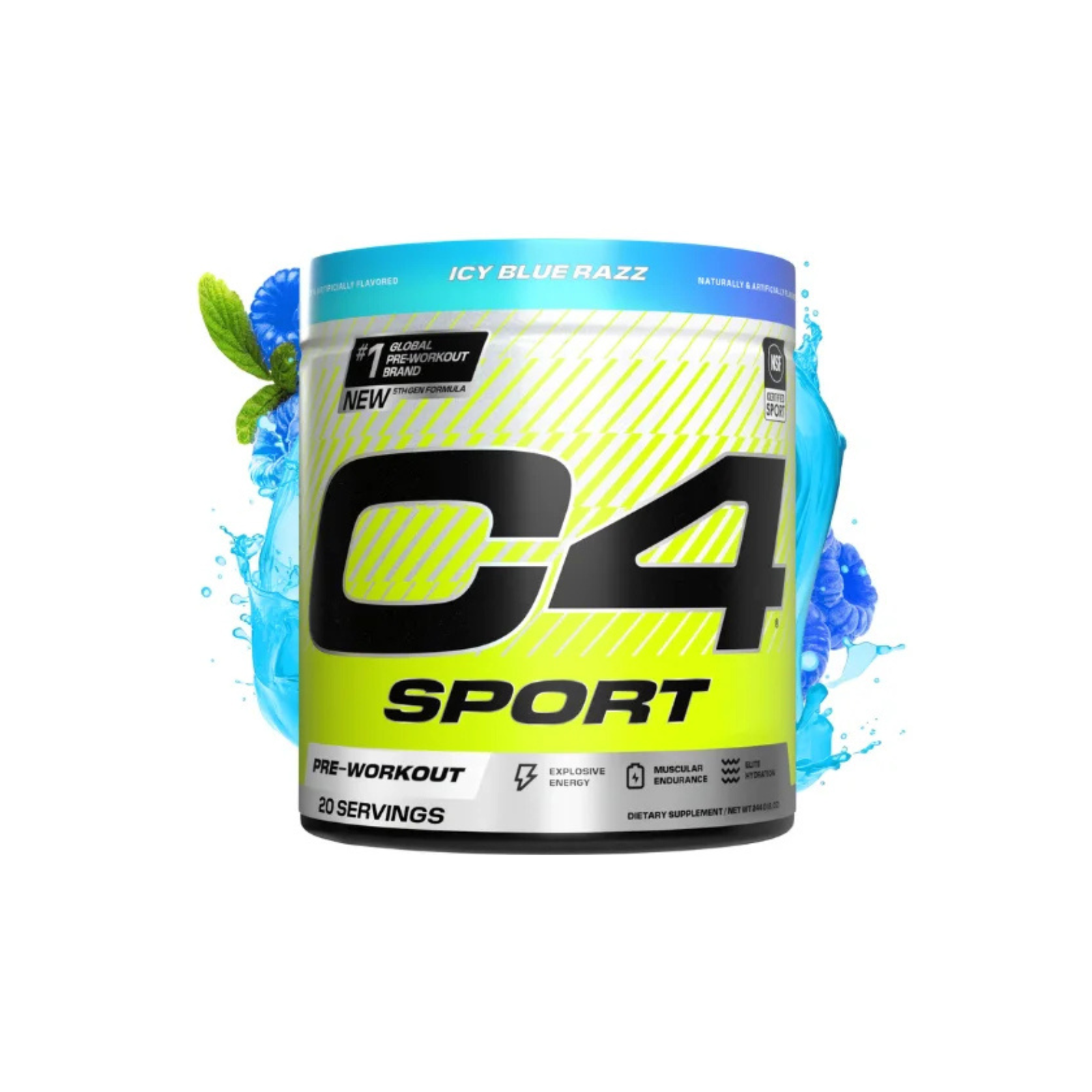 Untitled design - 2025-08-22T145136.737 C4 Sport Pre-Workout Powder, Icy Blue Razz, 20 Servings - Image 1