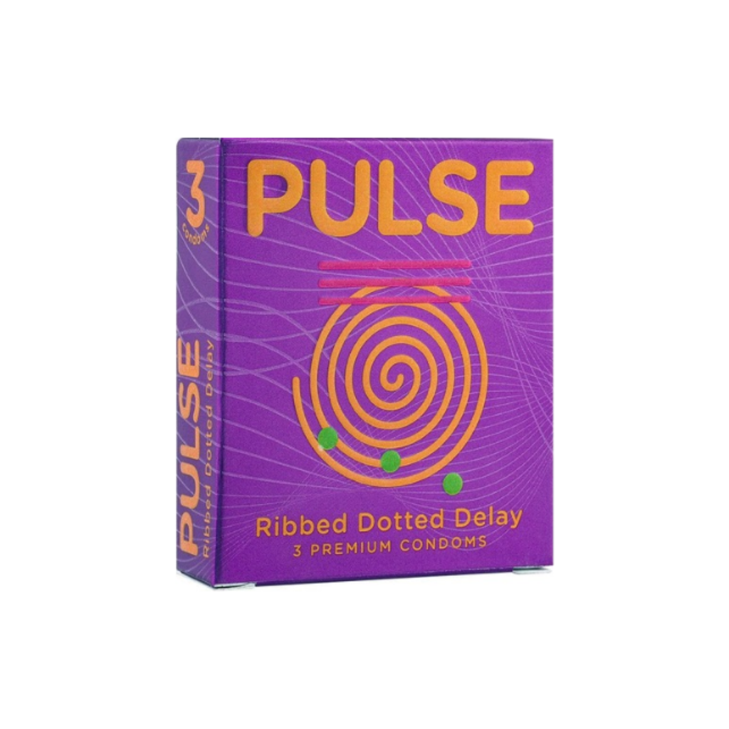 Untitled design (11) Pulse Ribbed Dotted Delay Condoms 3 Pcs - Image 1