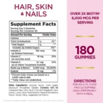 Nature’s Bounty Advanced Hair, Skin and Nails Vitamin, Women's Multivitamin, 2x Biotin, Strawberry Gummies, 180 Ct - Image 2