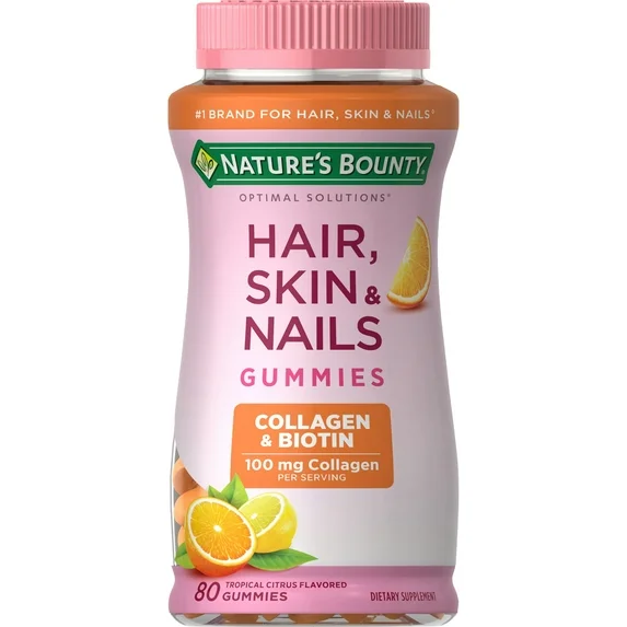 q Nature's Bounty Hair, Skin & Nail Gummy Vitamins, Collagen & Biotin, 80 Ct - Image 1
