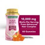 Nature’s Bounty Hair Growth Gummies with Biotin, Silicon & Arginine – Beauty Supplement, Peach Mango Flavor, 60 Count