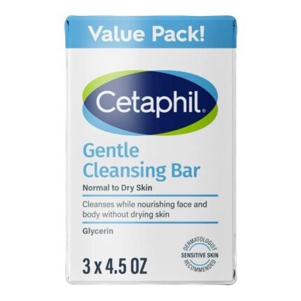 Cetaphil Gentle Face Cleanser and Body Wash Bar for Dry to Normal, Sensitive Skin Value Pack, 4.5 oz (Pack of 3)